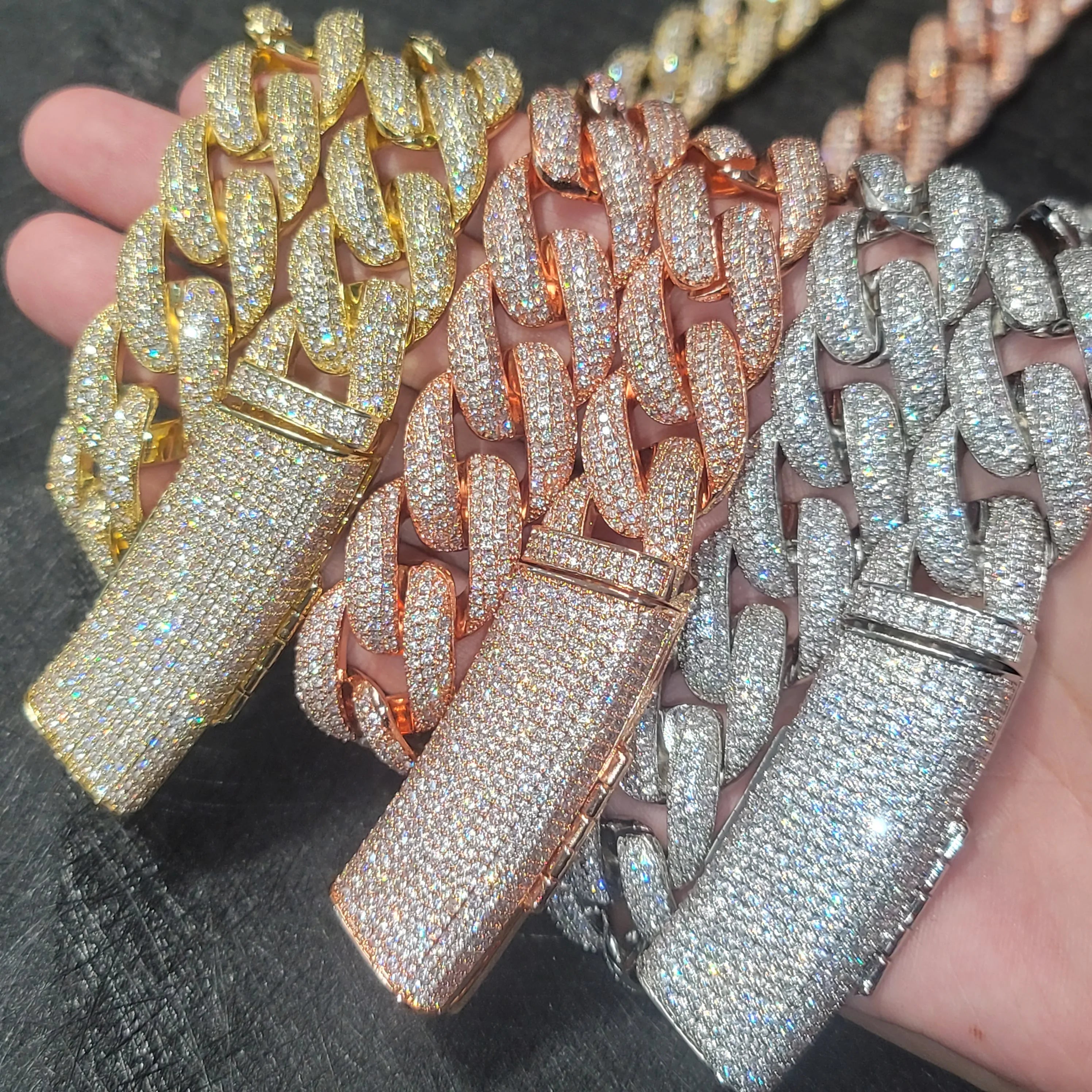 Charm Fashion Long Flip-top Necklace 20mm Hip Hop Chain Full Diamond Pendant Chains Ice Out Miami Bracelet Jewelry Birthday Gift